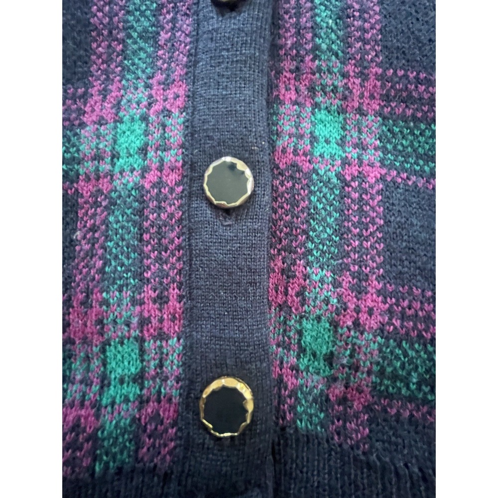 Vtg Pendleton Womens 100% Wool Tartan Plaid Cardigan Sweater Made In USA Size 2X - Picture 3 of 6